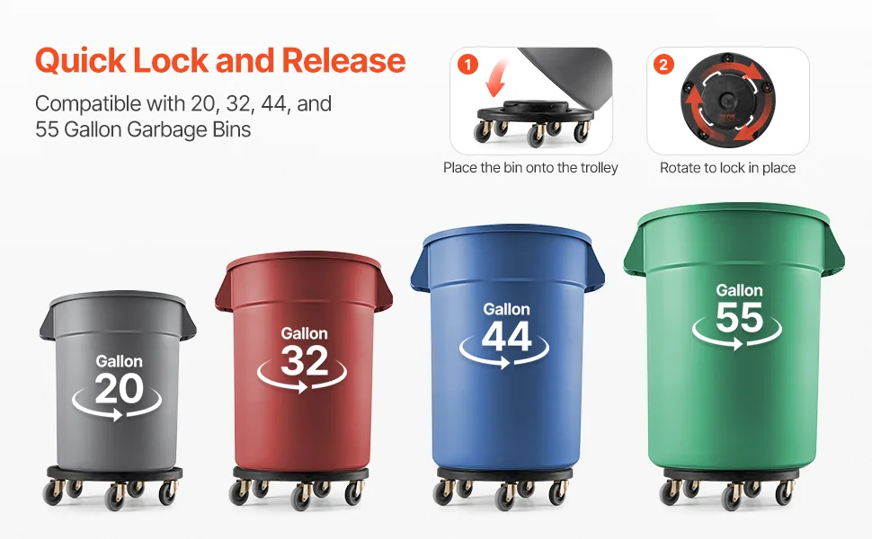 VEVOR Trash Can Dolly 2 Piece Round feature 1