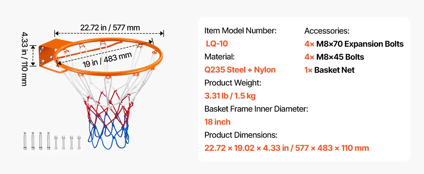 VEVOR Basketball Rim Integrated 0 feature 5