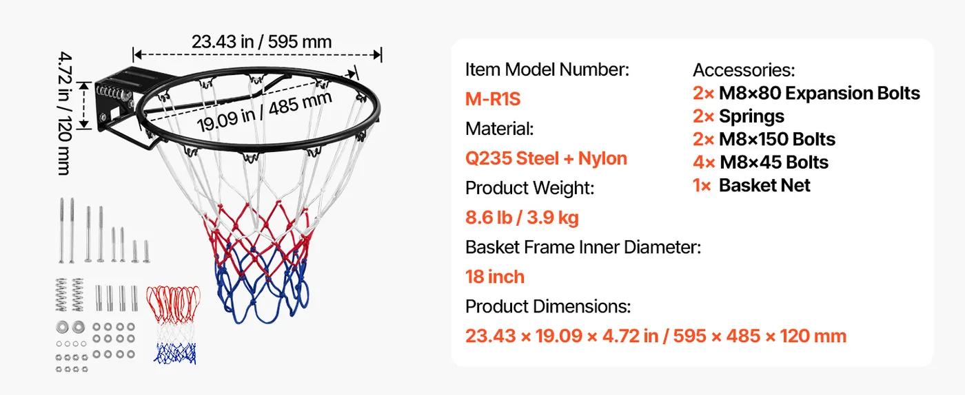 VEVOR Basketball Rim Integrated 2 feature 5