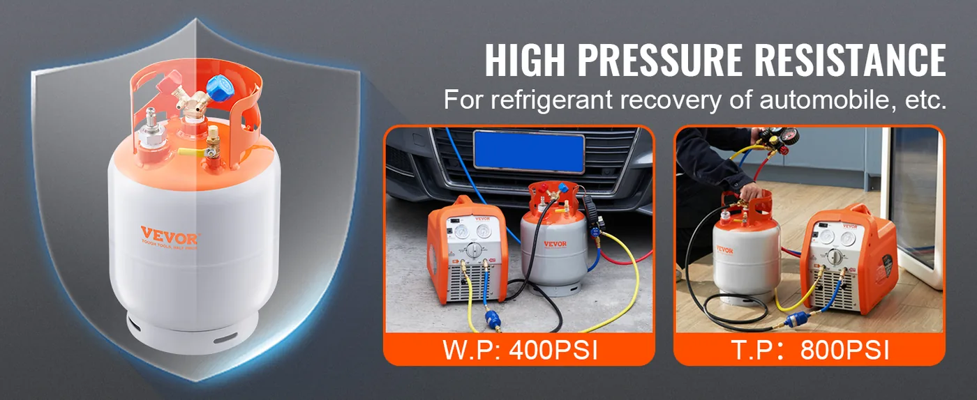 VEVOR Refrigerant Recovery Tank with Float Switch - 30 lb. C Strong Sealing
