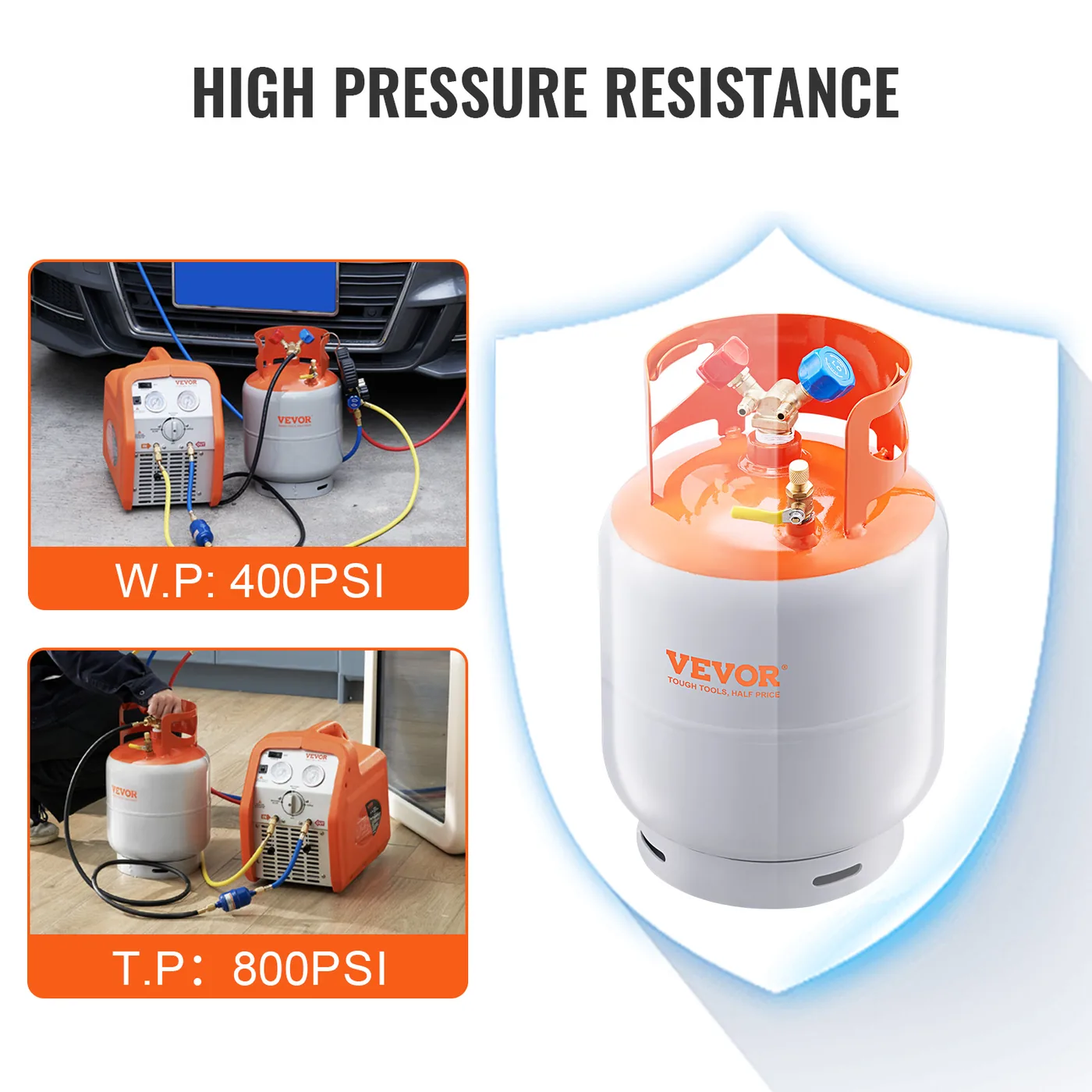 VEVOR Refrigerant Recovery Tank 30 lbs Without floating swit Wide Compatibility and Tight Sealing