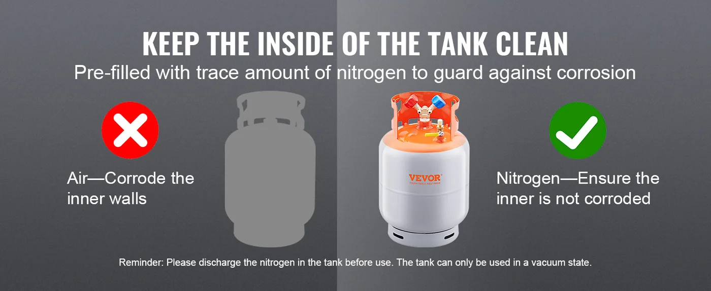 VEVOR Refrigerant Recovery Tank 50 lbs Without floating swit Clean Tank Interior