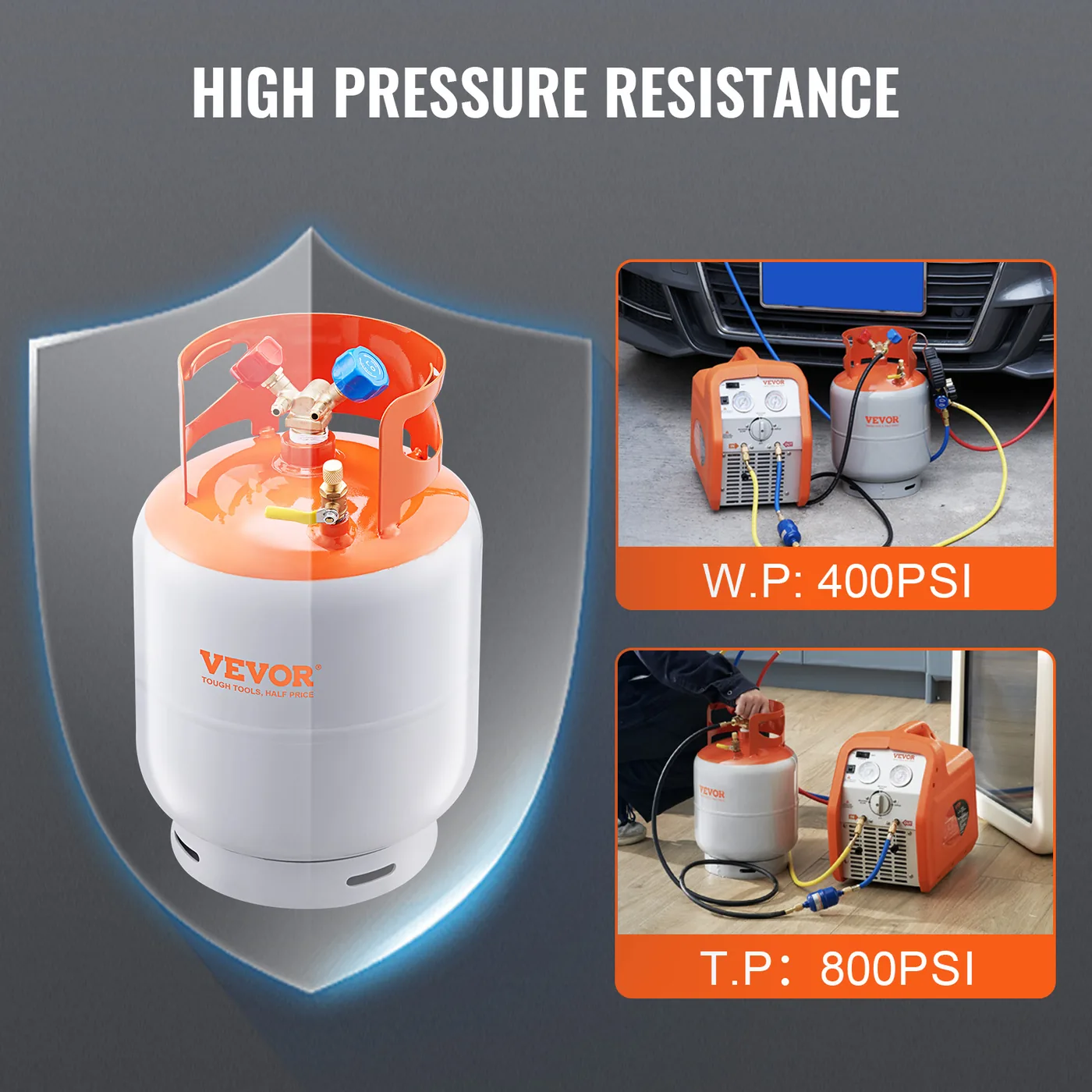 VEVOR Refrigerant Recovery Tank 50 lbs Without floating swit Wide Compatibility and Tight Sealing