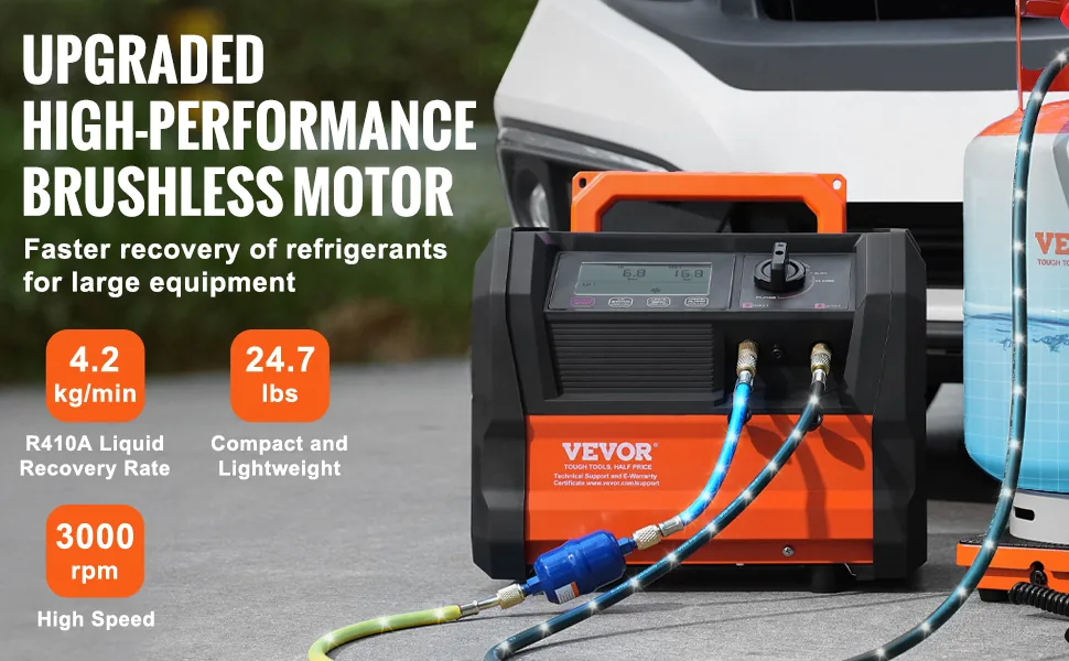 VEVOR Refrigerant Recovery Machine Black-orange 1 HP Brushle overview