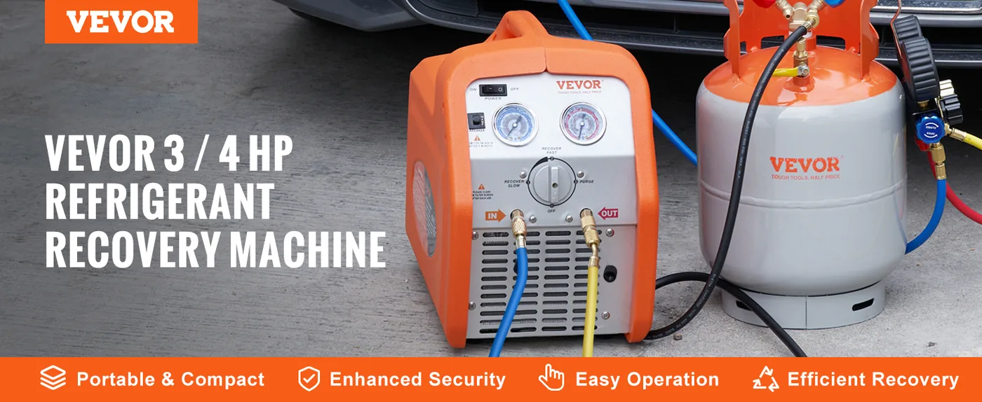 VEVOR 3/4 HP Refrigerant Recovery Machine - Portable AC Reco overview