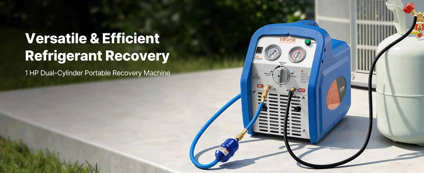 VEVOR Portable Refrigerant Recovery Machine Blue 1HP Brushed overview