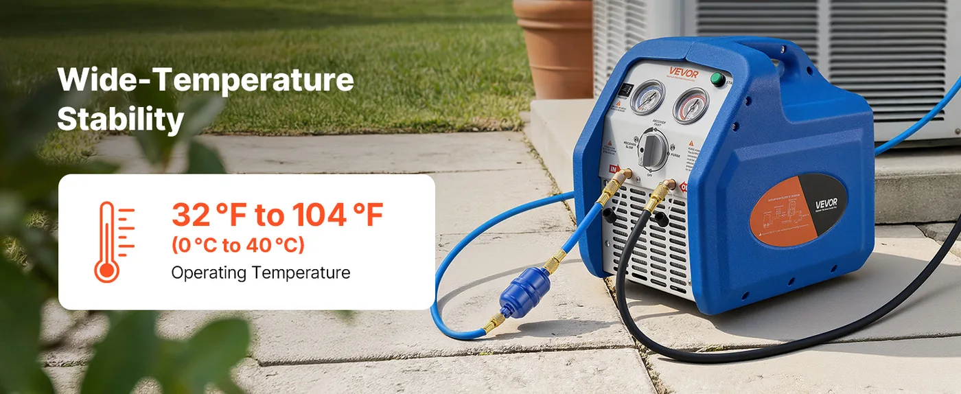 VEVOR Portable Refrigerant Recovery Machine Blue 1HP Brushed Weather Resistance