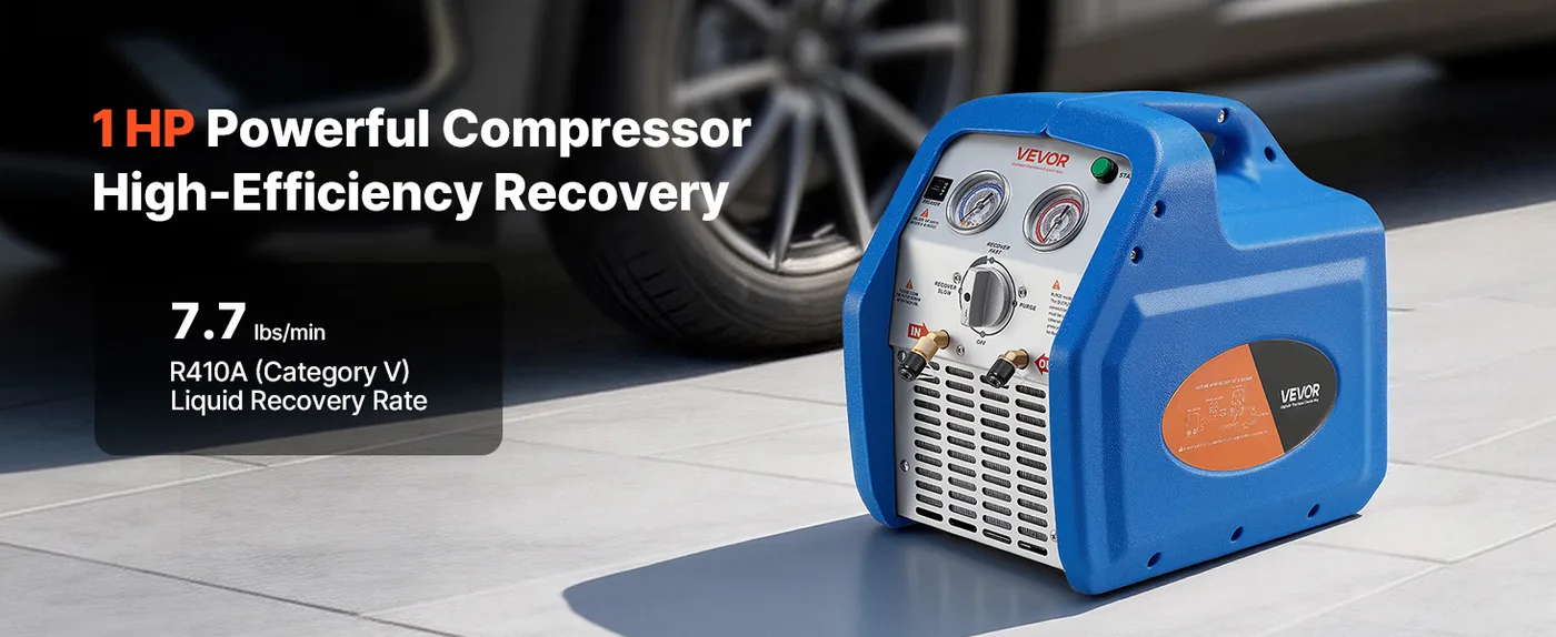VEVOR Portable Refrigerant Recovery Machine Blue 1HP Brushed Time-Saving Performance