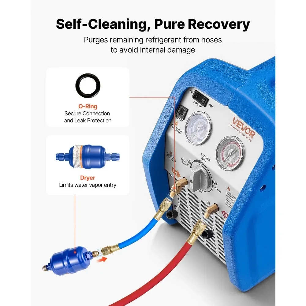 VEVOR Portable Refrigerant Recovery Machine Blue 3/4HP Brush product image 5