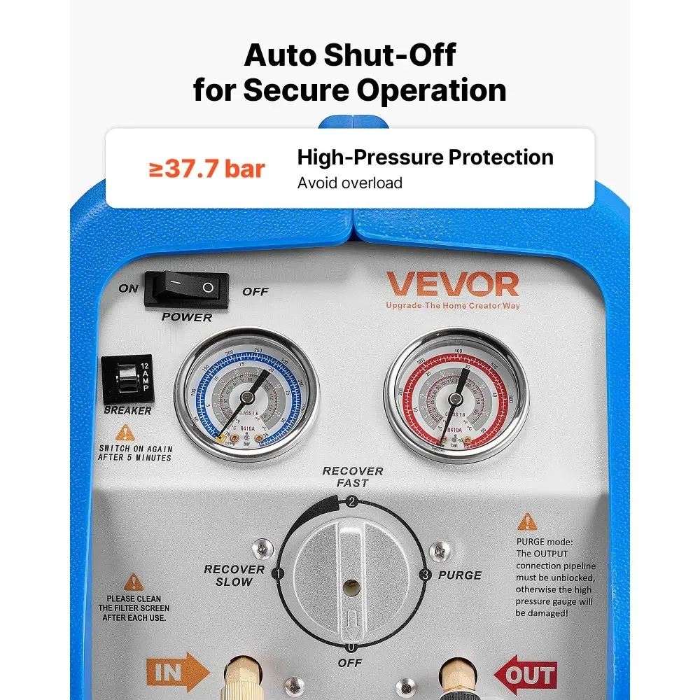 VEVOR Portable Refrigerant Recovery Machine Blue 3/4HP Brush product image 6