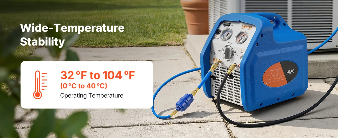 VEVOR Portable Refrigerant Recovery Machine Blue 3/4HP Brush Weather Resistance