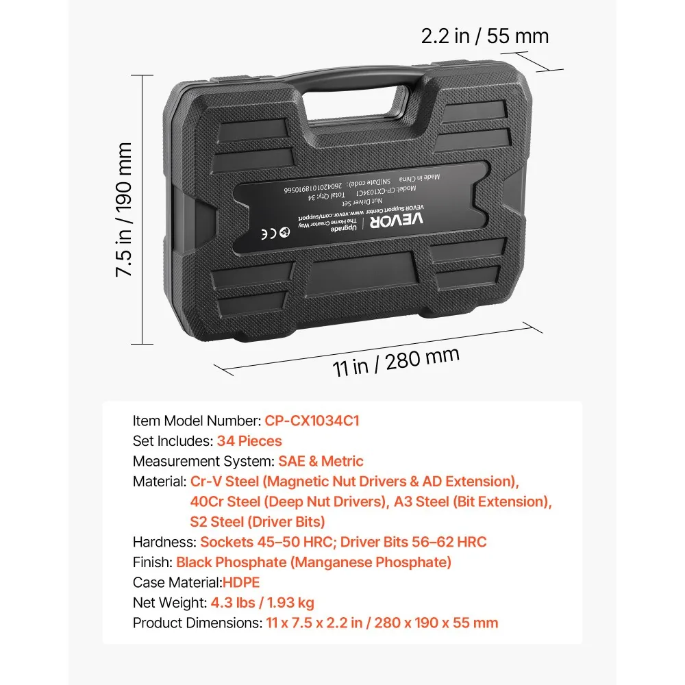VEVOR Master Magnetic Impact Nut Driver Set 34-Piece 34pcs product image 6