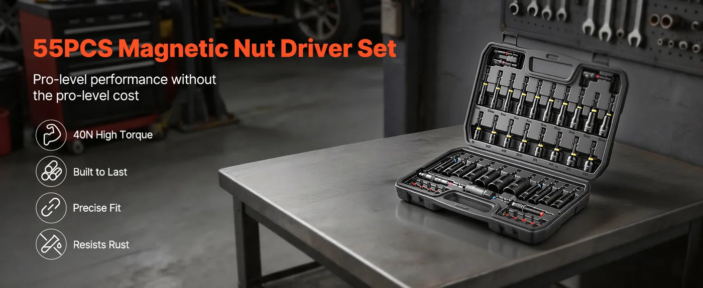 VEVOR Master Magnetic Impact Nut Driver Set 55PCS overview
