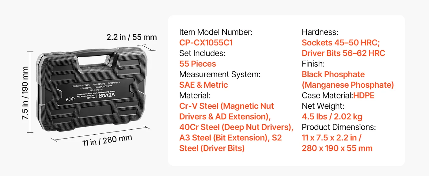 VEVOR Master Magnetic Impact Nut Driver Set 55PCS feature 5