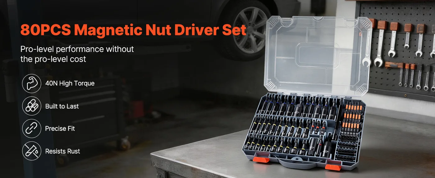 VEVOR 80-Piece Premium Magnetic Impact Nut Driver Set 80pcs overview