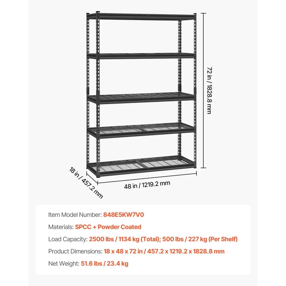 VEVOR Storage Shelves 18x48x72 inch Black product image 7