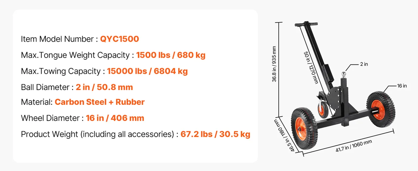 Heavy-Duty Trailer Dolly 1500 lbs feature 1