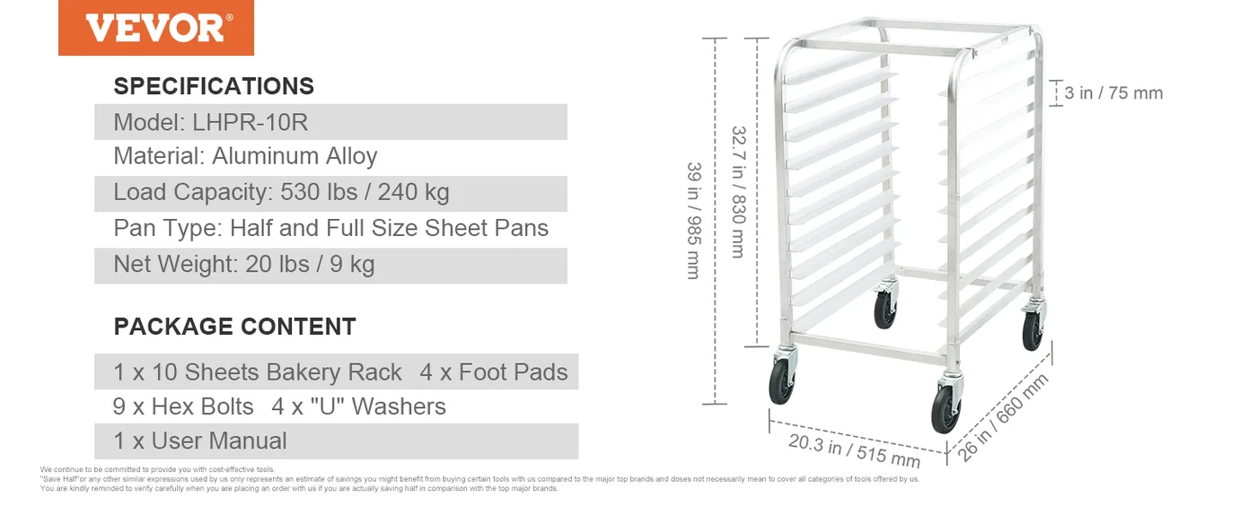 VEVOR Bun Pan Rack 10 Layers feature 4