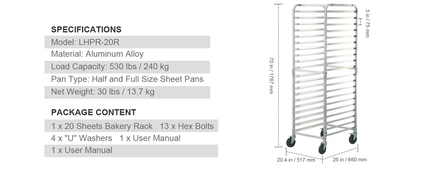 VEVOR Bun Pan Rack 20 Layers feature 4