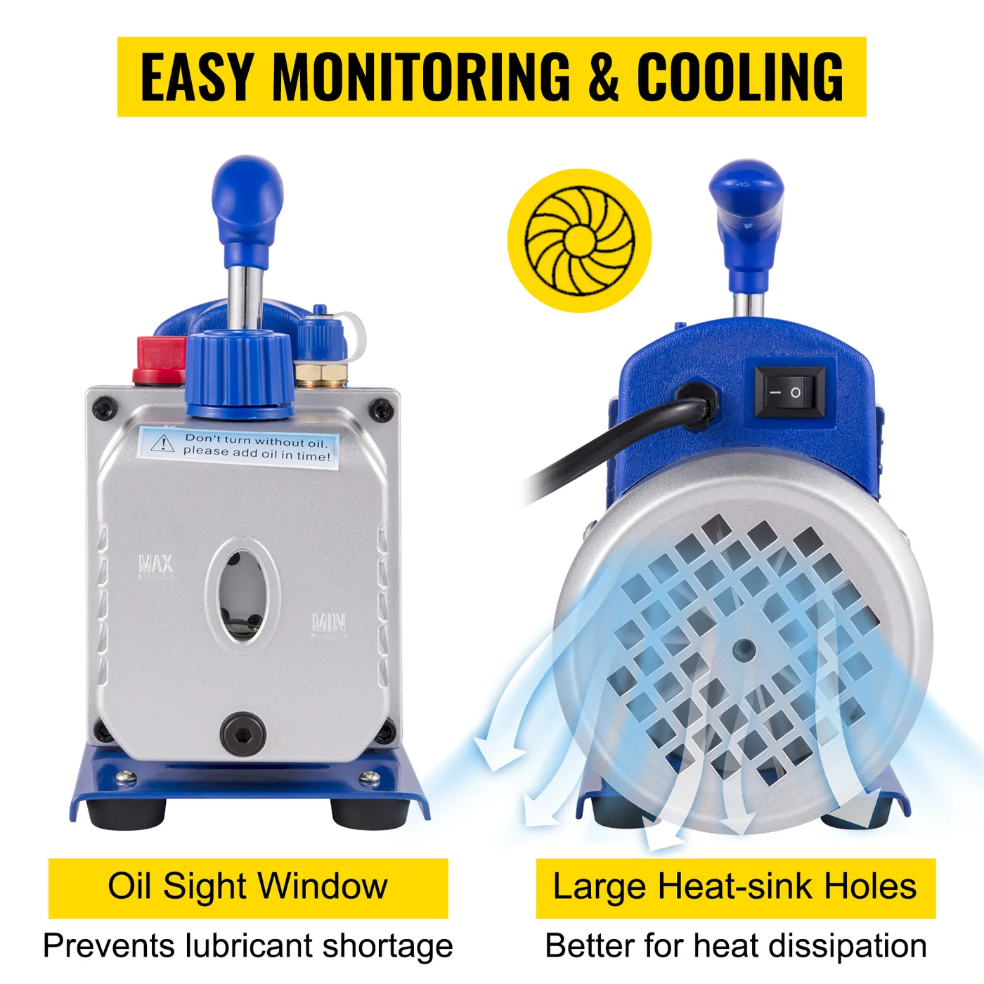 VEVOR Suction Pump 4.8CFM 1/4 HP Single Stage for HVAC A/C C feature 5