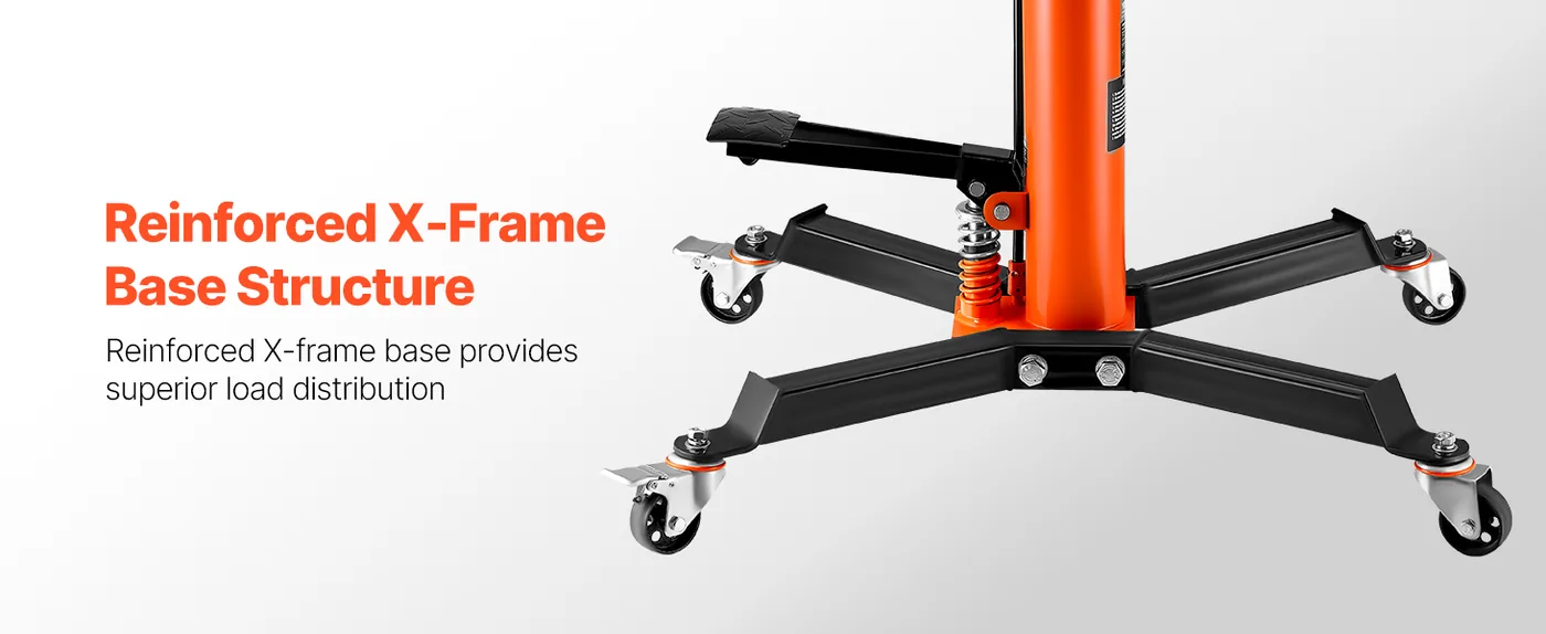 VEVOR Transmission Jack Orange and Black 1322 lbs X-Frame Base Structure