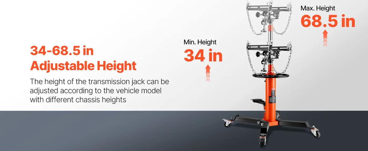 VEVOR Transmission Jack Orange and Black 1322 lbs Adjustable Lifting Range