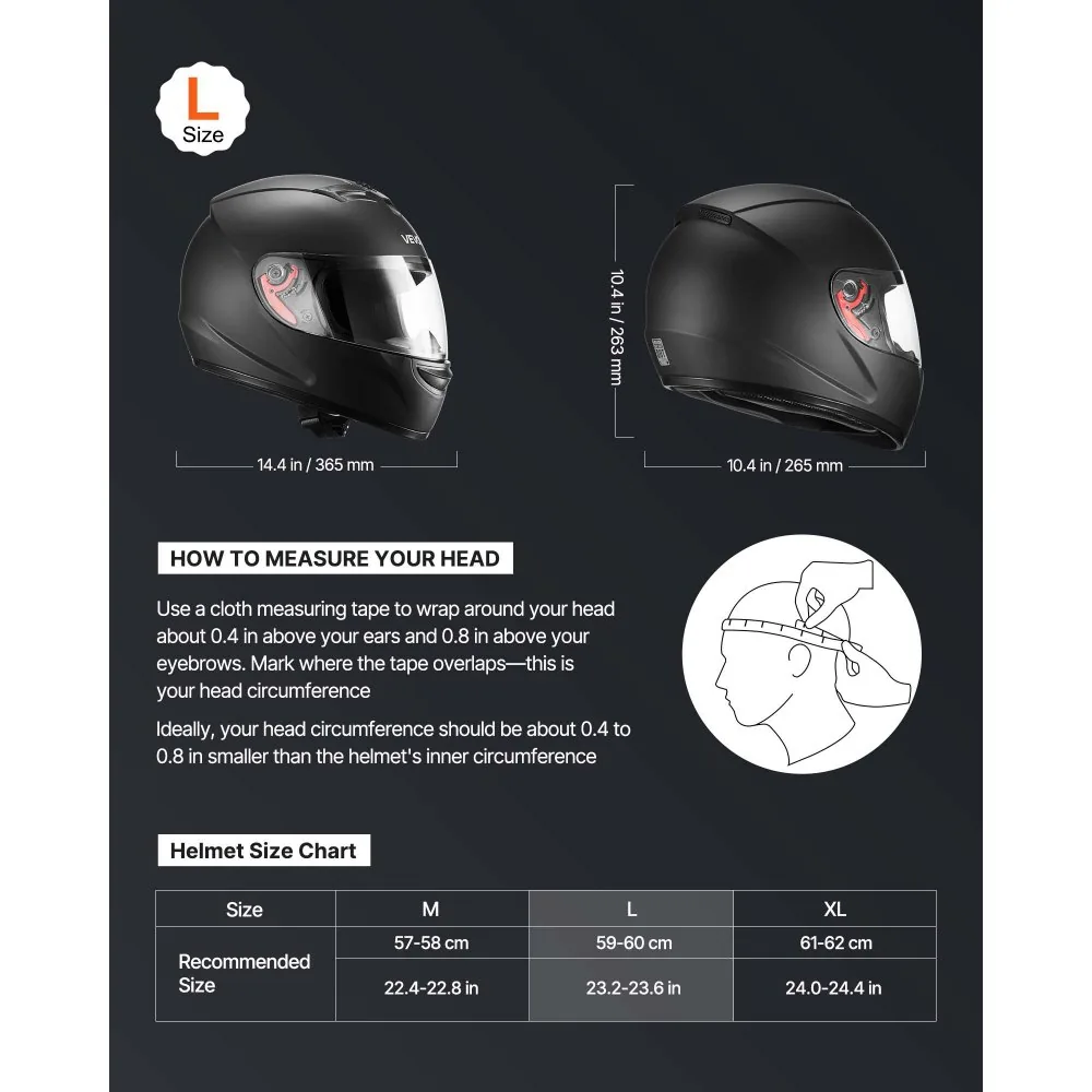 VEVOR Motorcycle Helmet Size L product image 2