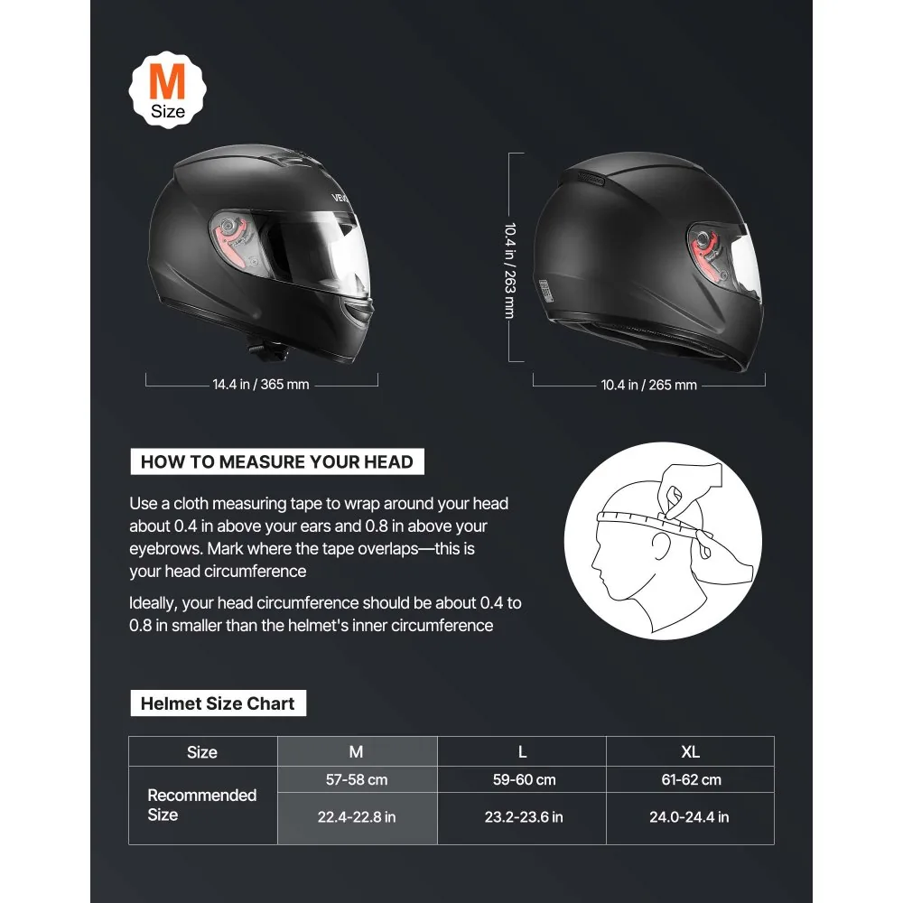 VEVOR Motorcycle Helmet Size M product image 2