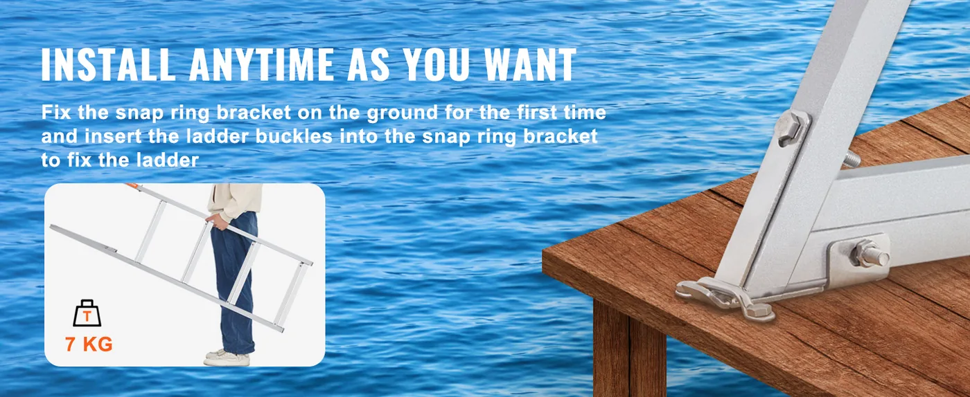 VEVOR Dock Ladder 4 Steps Quick to Install & Detach