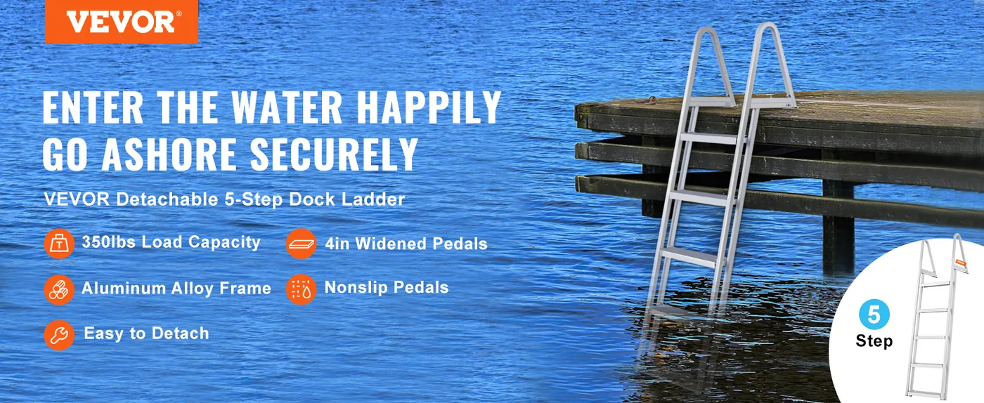 VEVOR Removable Dock Ladder 5 Steps overview