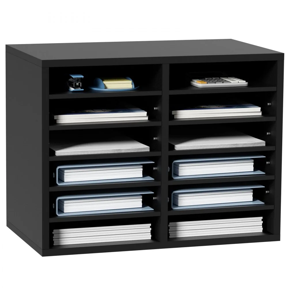 VEVOR Wood Literature Organizer Black 12 Compartments product image 1
