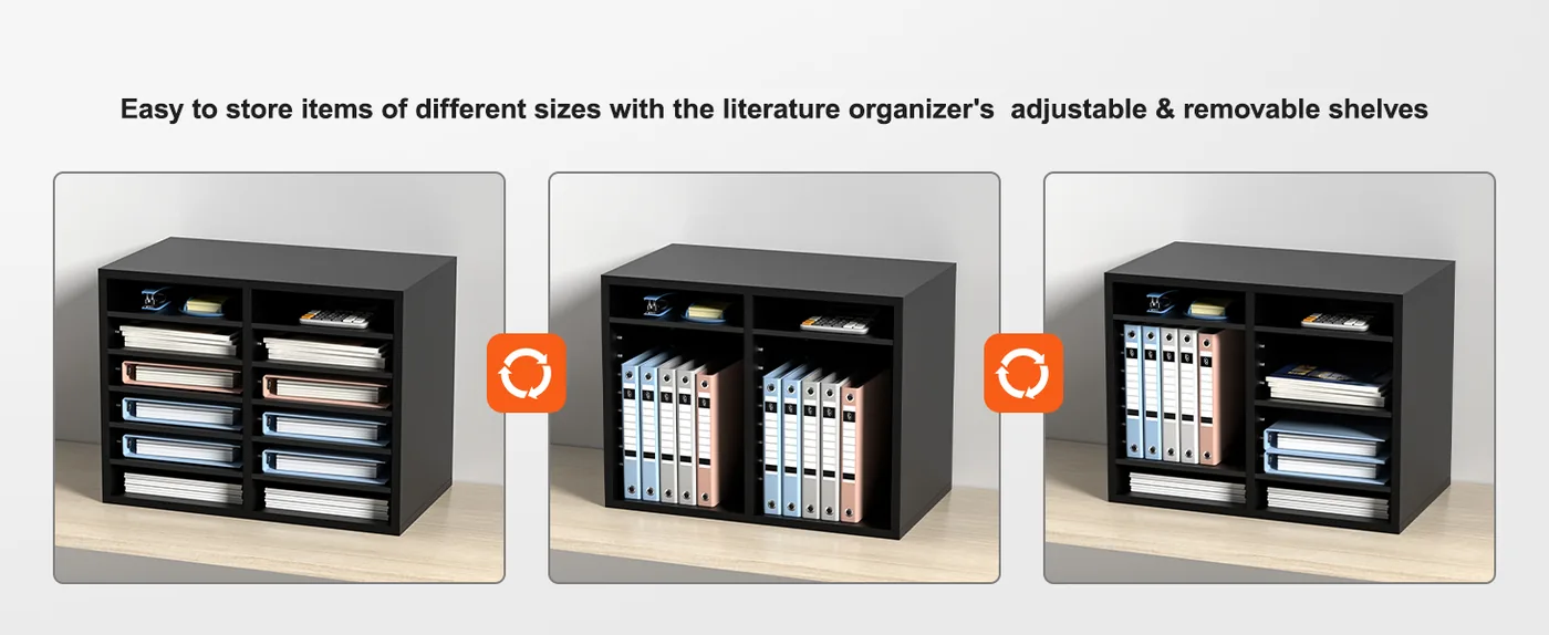VEVOR Wood Literature Organizer Black 12 Compartments Your Space, Your Way