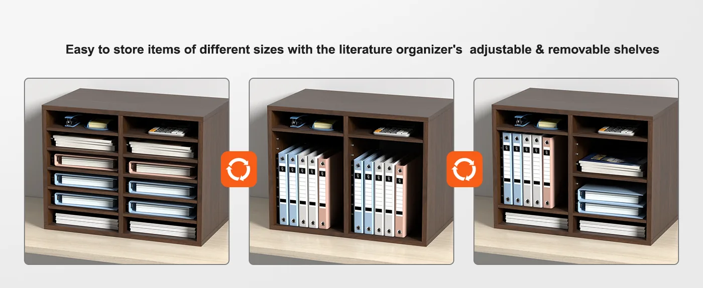 VEVOR Literature Organizers Vintage Brown 12 Compartments Your Space, Your Way