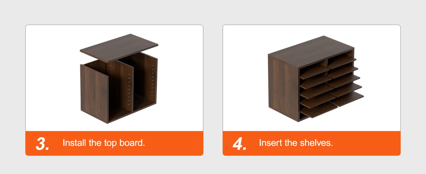 VEVOR Literature Organizers Vintage Brown 12 Compartments Step 3 & 4