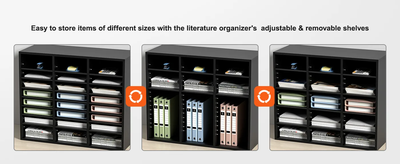 VEVOR Wood Literature Organizer Black 24 Compartments Your Space, Your Way