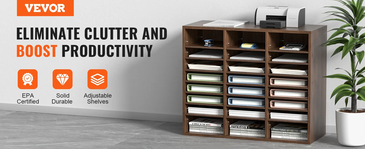 VEVOR Literature Organizers Vintage Brown 24 Compartments overview
