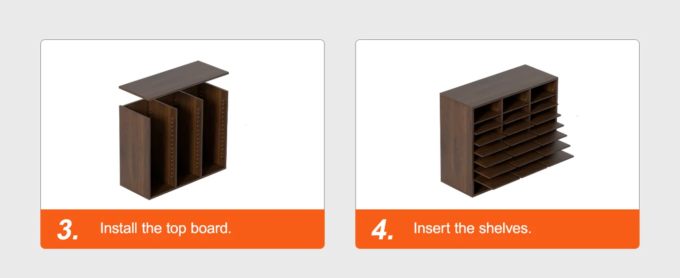 VEVOR Literature Organizers Vintage Brown 24 Compartments Step 3 & 4