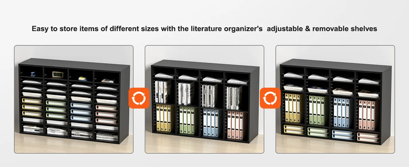 VEVOR Wood Literature Organizer Black 36 Compartments Your Space, Your Way