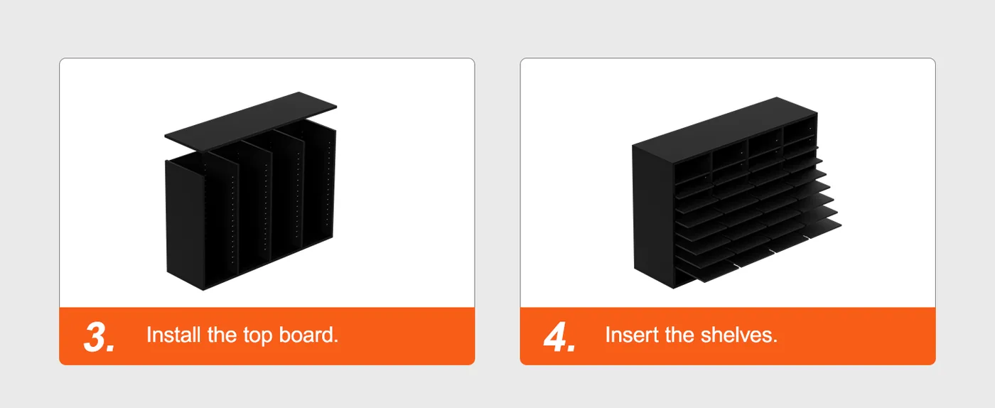 VEVOR Wood Literature Organizer Black 36 Compartments Step 3 & 4