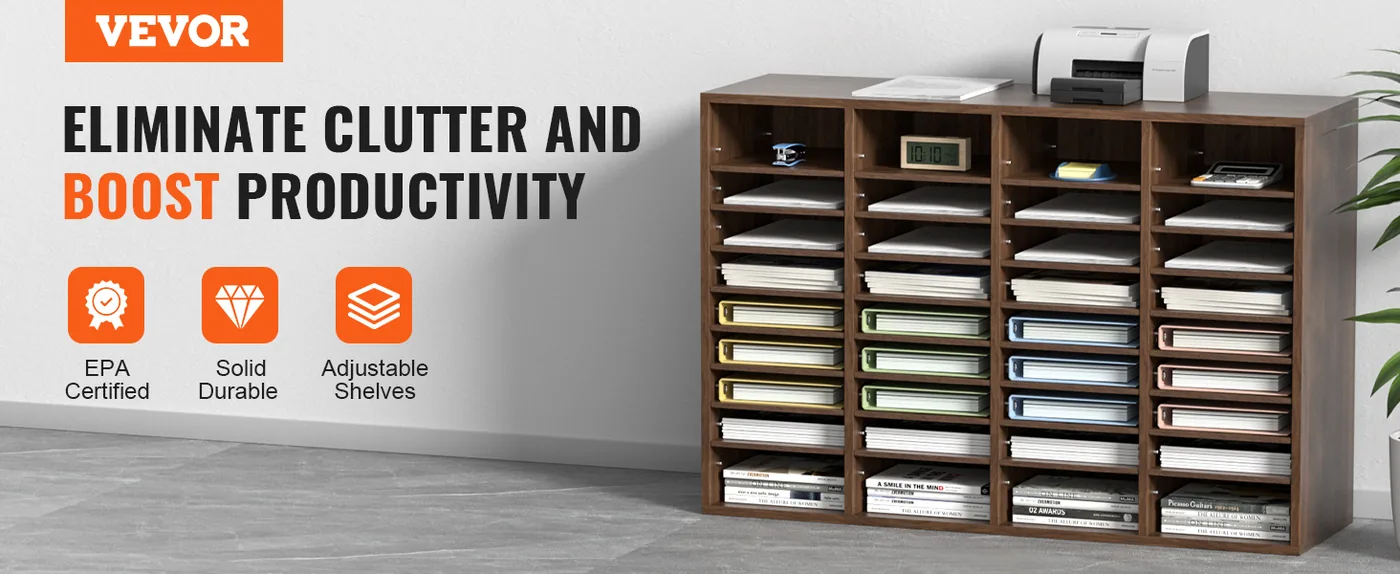 VEVOR Literature Organizers Vintage Brown 36 Compartments overview