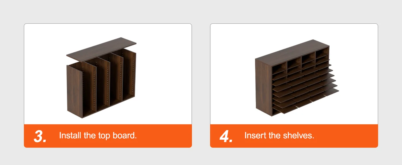 VEVOR Literature Organizers Vintage Brown 36 Compartments Step 3 & 4