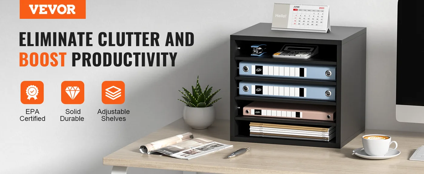 VEVOR Literature Organizers Black 5 Compartments overview