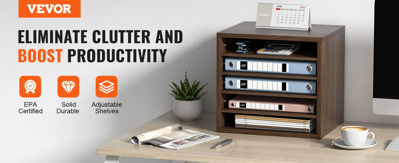 VEVOR Literature Organizers Vintage Brown 5 Compartments overview