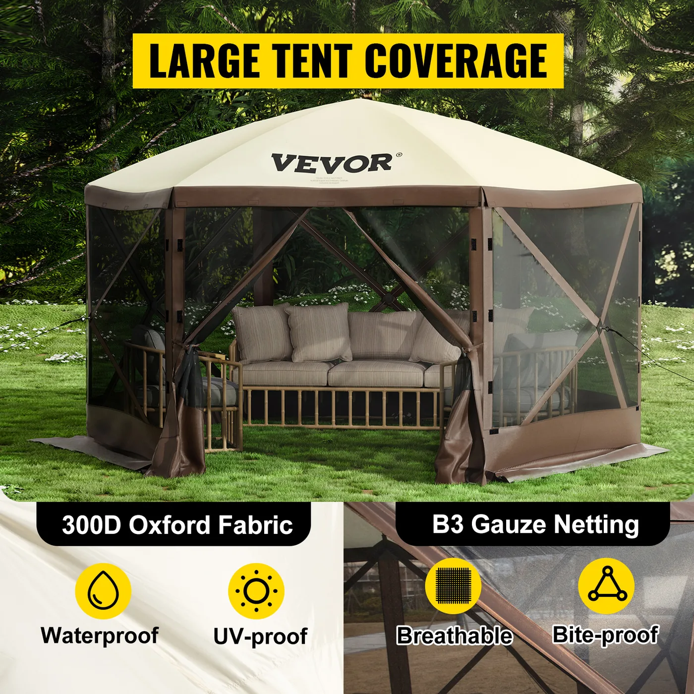 VEVOR gazebo screen tent mesh windows detail