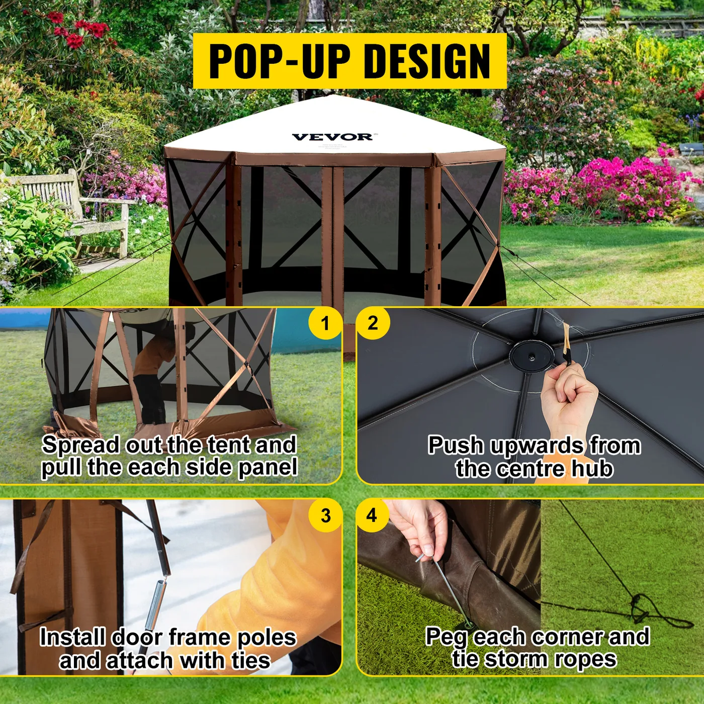 VEVOR gazebo screen tent side view