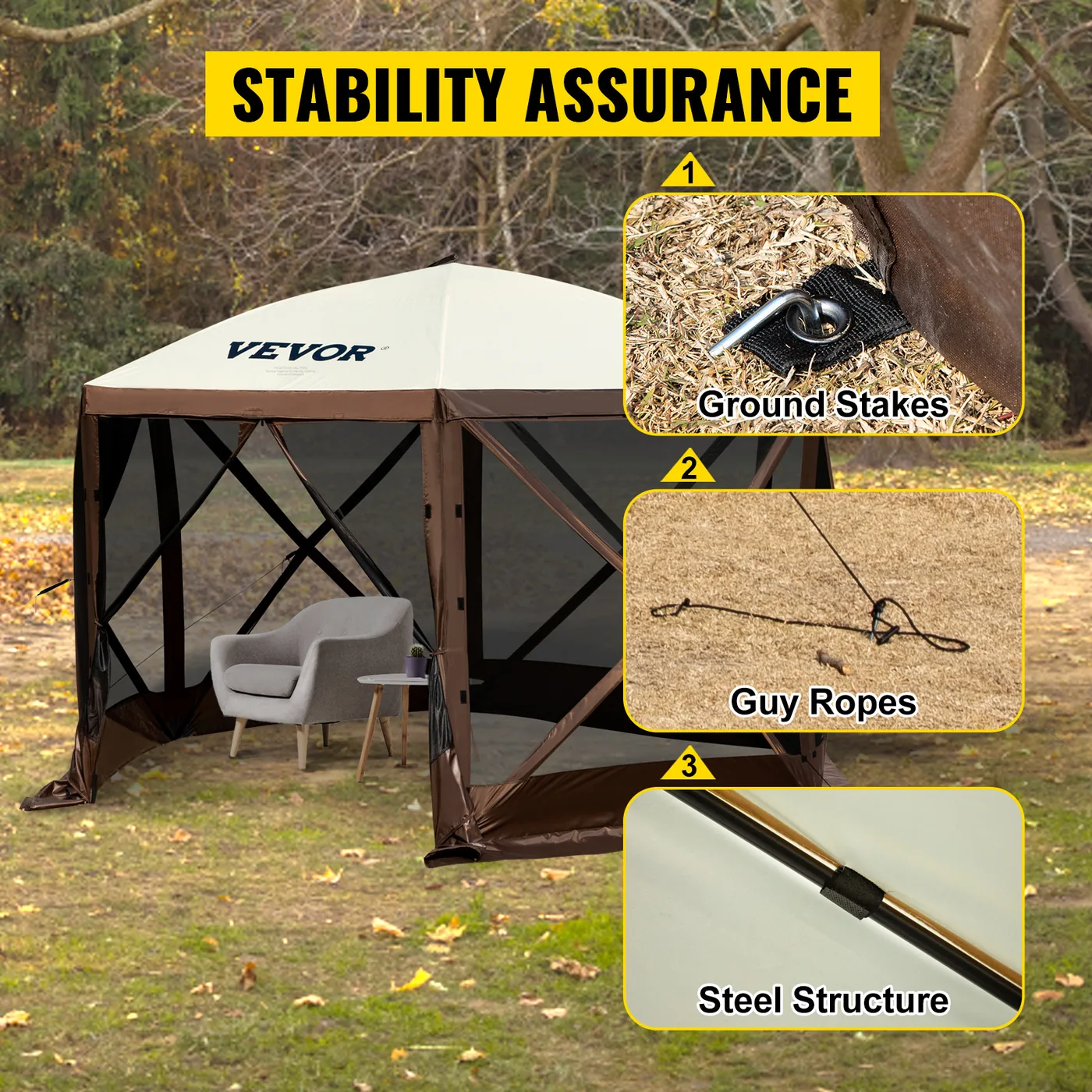 VEVOR gazebo ground stakes and guy ropes