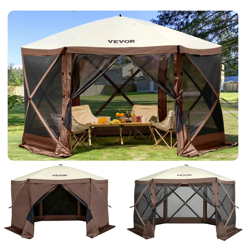 VEVOR 12 x 12 ft gazebo screen tent front view