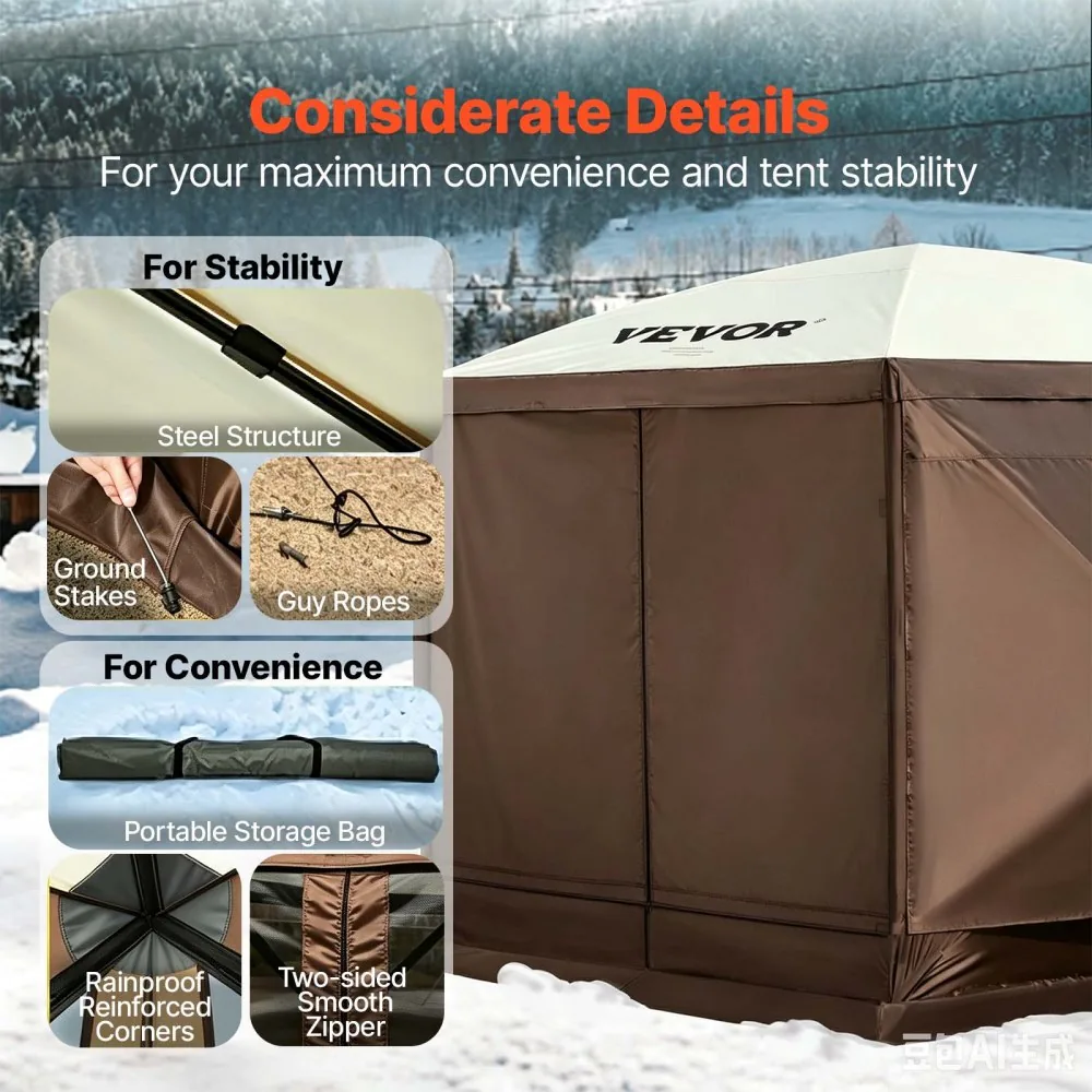 VEVOR 6 sided canopy tent dimensions