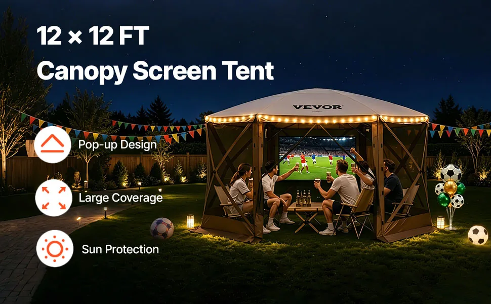 VEVOR 6 sided gazebo screen tent overview