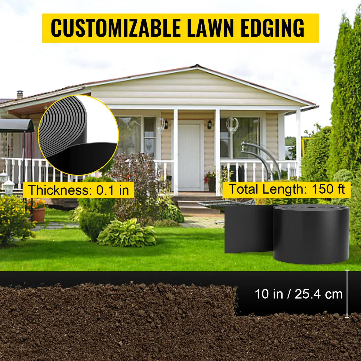 VEVOR Landscape Edging 10 inch x 150 ft feature 2